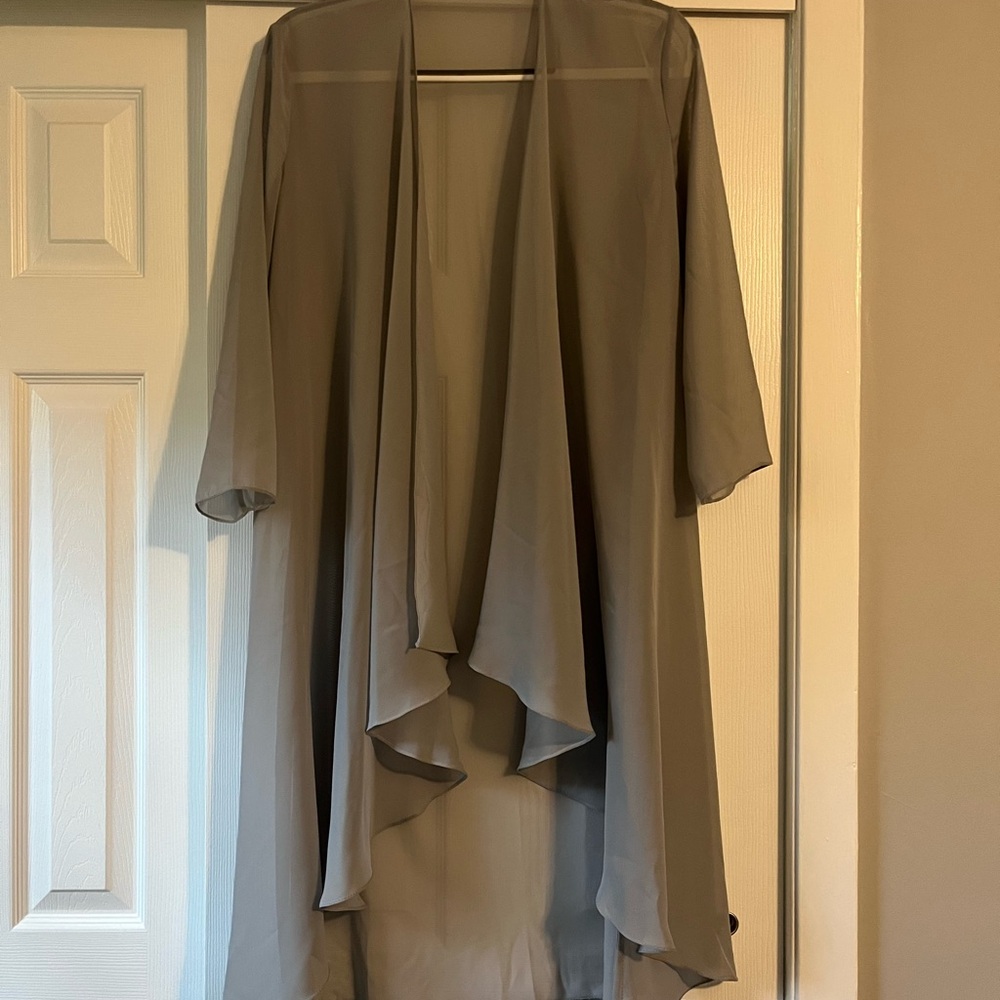 Elegant Gray Sheer Cardigan